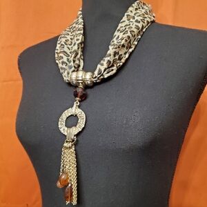 Erica Lyons Leopard Print Necklace with Gold and Brown Accents